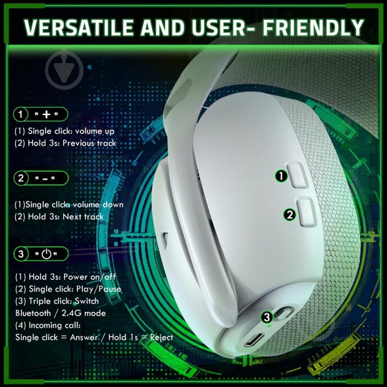 Гарнитура игровая attack shark L80PRO Wireless white (L80PROW_AS) - фото 10