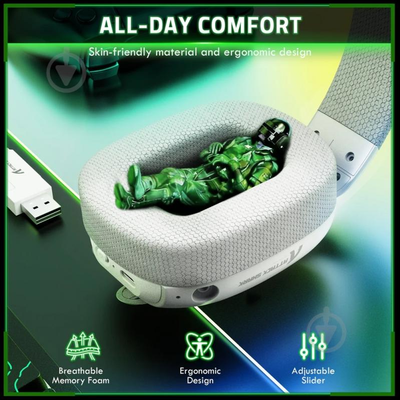 Гарнитура игровая attack shark L80PRO Wireless white (L80PROW_AS) - фото 8