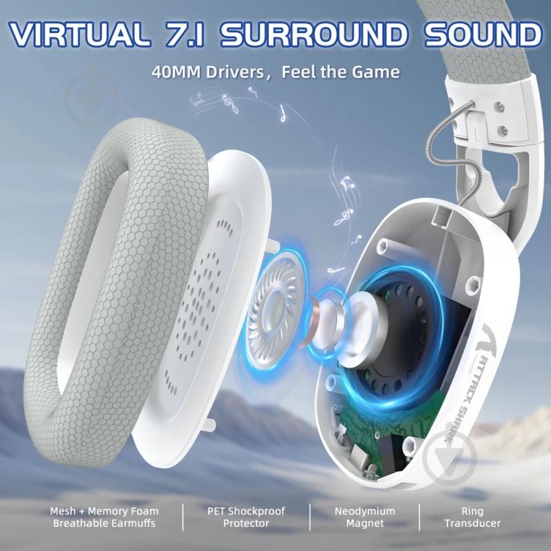 Гарнитура игровая attack shark L90 Wireless white (L90W_AS) - фото 4