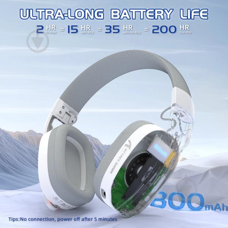 Гарнитура игровая attack shark L90 Wireless white (L90W_AS) - фото 5