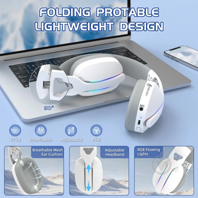 Гарнитура игровая attack shark L90 Wireless white (L90W_AS) - фото 6