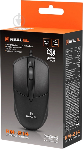 Мышь Real-el RM-214 black (EL123200039) - фото 7 Мышь Real-el RM-214 black (EL123200039) - фото 7