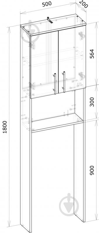 Пенал підлоговий Грейд над унітазом 180x50x20 см білий - фото 3