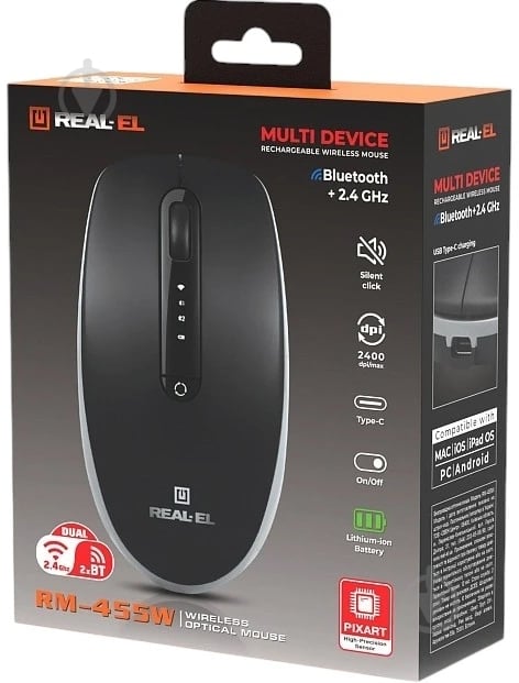 Мышь Real-el RM-455W black (EL123200047) - фото 10 Мышь Real-el RM-455W black (EL123200047) - фото 10