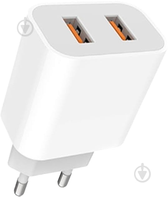 Сетевое зарядное устройство Denmen DC05 2xUSB Type-A 2.4A White (6973224871944) - фото 1