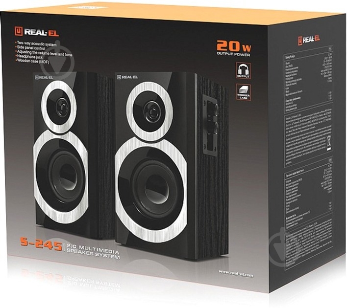 Акустическая система Real-el S-245 2.0 black (EL121200015) - фото 10