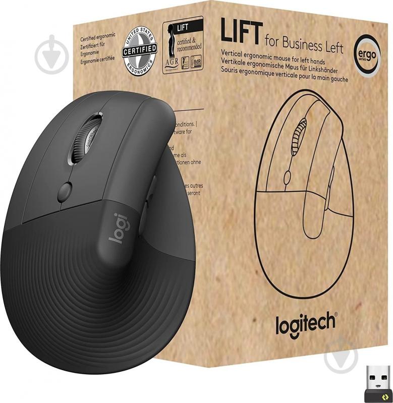 Мышка беспроводная Logitech Lift Left Vertical Ergonomic graphite (910-006495) - фото 7
