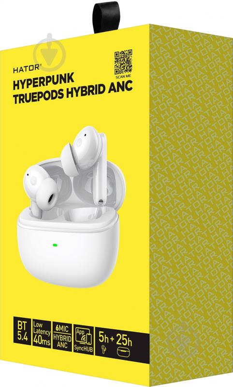 Bluetooth-гарнитура Hator Hyреrpunk Truepods Hybrid ANC white (HTA432) - фото 5 Bluetooth-гарнитура Hator Hyреrpunk Truepods Hybrid ANC white (HTA432) - фото 5
