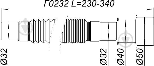 Гибкая труба ScandiSPA без гайки O32*32/40/50мм L=340 мм серый - фото 2