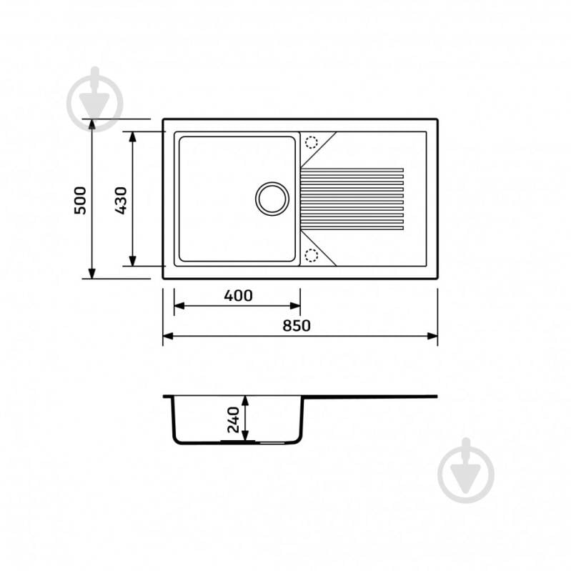 Мойка для кухни ScandiSPA Hygge 850 серый с сифоном - фото 6