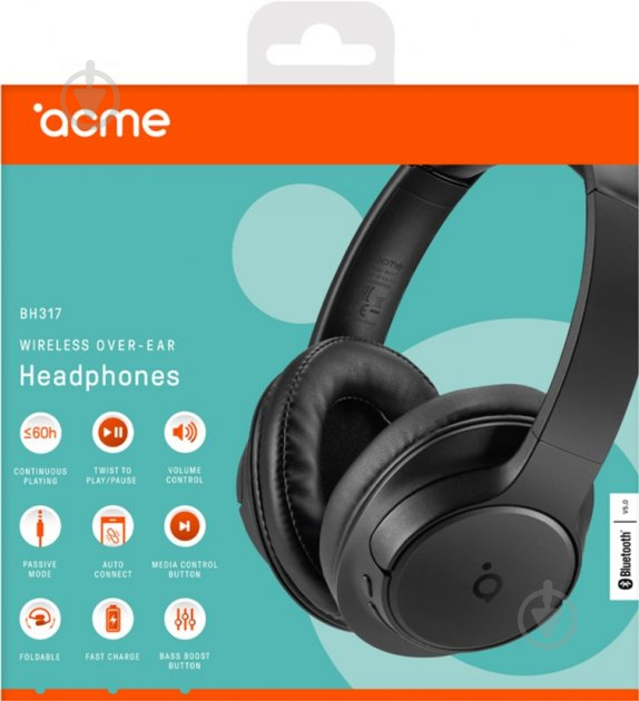 Гарнитура Acme BH317 Wireless over-ear headphones black (4770070882160) - фото 7