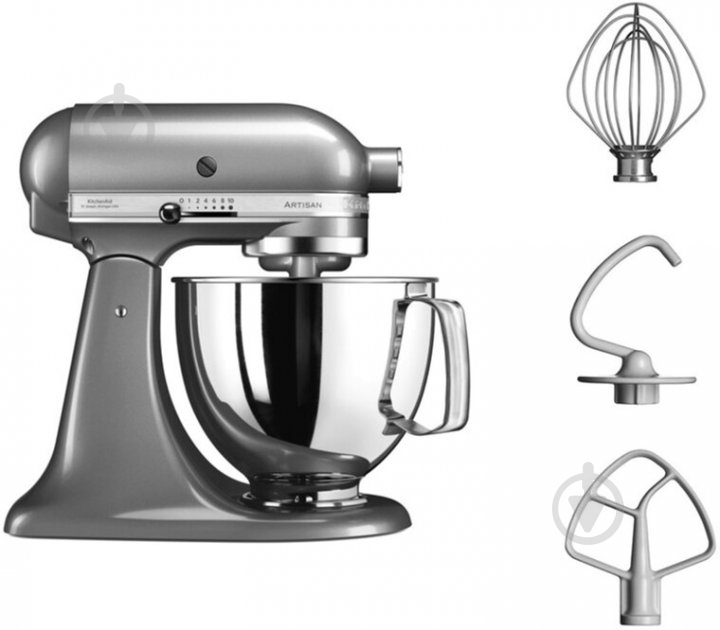 Кухонная машина KitchenAid Artisan 4,8 л 5KSM125ECU с откидным блоком серебристый - фото 2