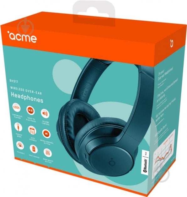 Гарнитура Acme BH317 Wireless over-ear headphones teal (4770070882177) - фото 6