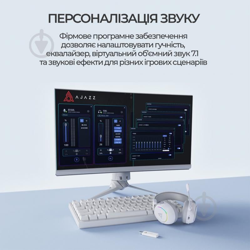 Гарнитура игровая Ajazz AHM10 Max white (AHM10-MAX-W) - фото 17