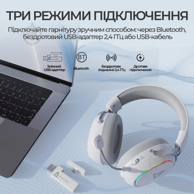 Гарнитура игровая Ajazz AHM10 Max white (AHM10-MAX-W) - фото 9