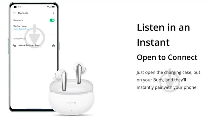 Наушники беспроводные realme Buds Air 3 Neo galaxy white (RMA2113) - фото 5