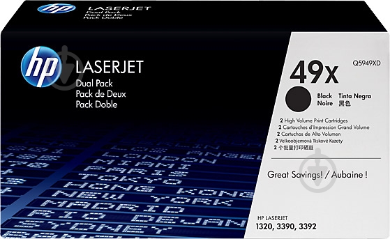 Набор картриджей HP  49X Dual pack Black Q5949X черный Q5949XD - фото 1