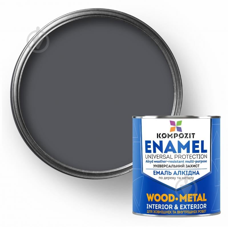 Емаль Kompozit алкідна ПФ-115 RAL 7024 Графіт глянець 0,9 кг - фото 1 Емаль Kompozit алкідна ПФ-115 RAL 7024 Графіт глянець 0,9 кг - фото 1