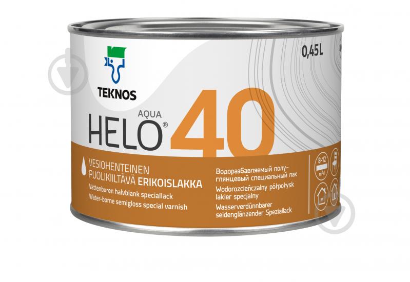 Лак HELO® AQUA 40 TEKNOS напівглянець безбарвний 0,45 л - фото 1