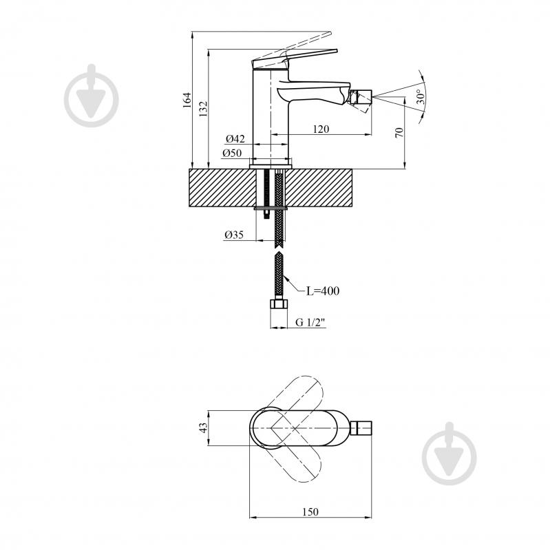 Змішувач для біде Kroner Element 211210-5301 - фото 2