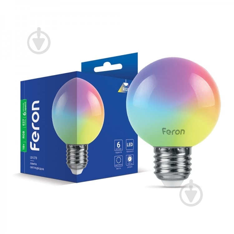 Лампа світлодіодна Feron RGB матова 1 Вт G45 E27 230 В LB-378 - фото 1 Лампа світлодіодна Feron RGB матова 1 Вт G45 E27 230 В LB-378 - фото 1