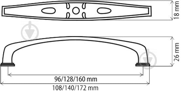 Меблева ручка скоба DC DR 52/128 AB NEW 128 мм латунь - фото 4