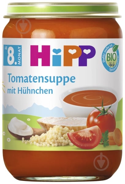 Суп Hipp Органічний Томатний з Куркою 190г - фото 1 Суп Hipp Органічний Томатний з Куркою 190г - фото 1