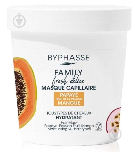 Маска Byphasse FAMILY FRESH DELICE для всіх типів волосся з папаєю, маракуєю та манго 250 мл - фото 1