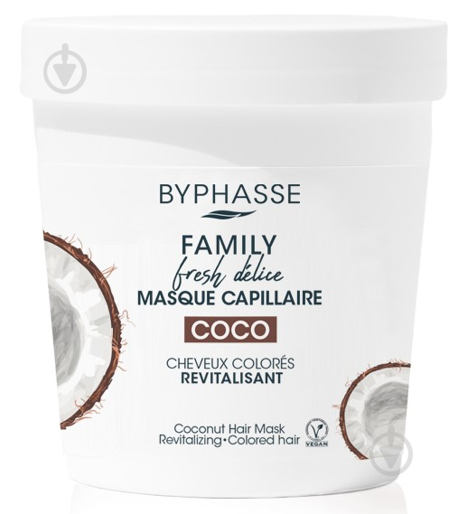 Маска Byphasse FAMILY FRESH DELICE для фарбованого волосся з кокосом 250 мл - фото 1