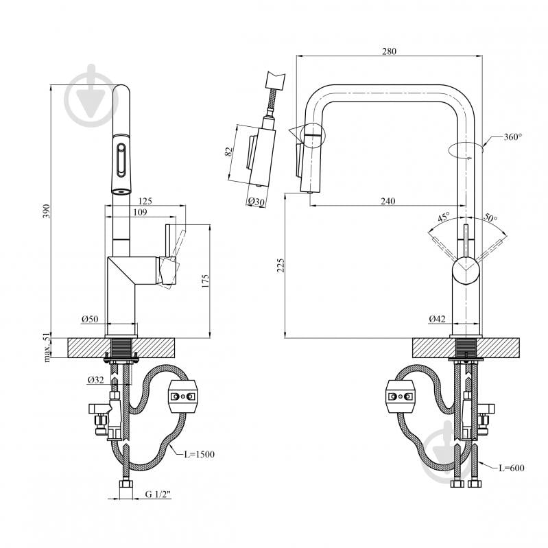 Смеситель для кухни Kroner Element 296569B-0101 - фото 3