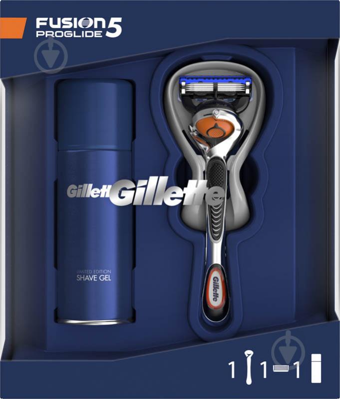 Набір подарунковий для чоловіків Gillette бритва Fusion5 ProGlide + гель для гоління - фото 1