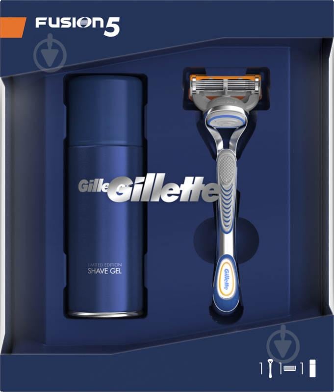 Набор подарочный для мужчин Gillette бритва Fusion 5 + гель для бритья Sensitive 75 мл - фото 1