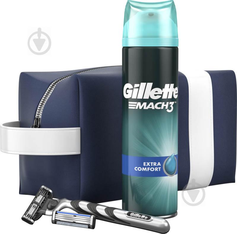 Подарочный набор для мужчин Gillette бритва Mach3 + кассета + гель для бритья - фото 1