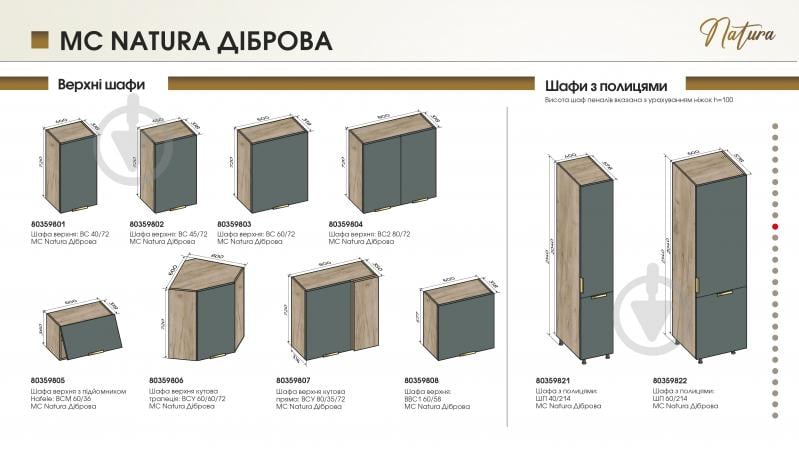 Тумба нижняя 45/82 MC Natura Диброва розмарин/дуб крафт серый LuxeForm - фото 4