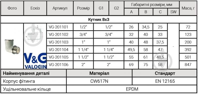 Уголок ВН V&G VALOGIN 2"х2" VG-201106 - фото 2