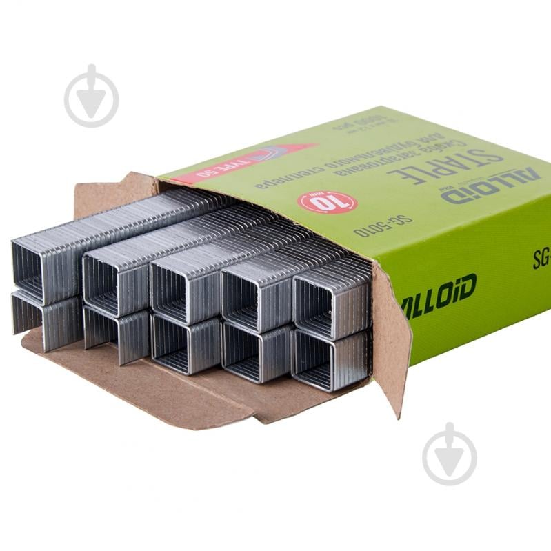 Скоби для ручного степлера Alloid 10 мм тип Т50 1000 шт. SG-5010 - фото 1 Скоби для ручного степлера Alloid 10 мм тип Т50 1000 шт. SG-5010 - фото 1