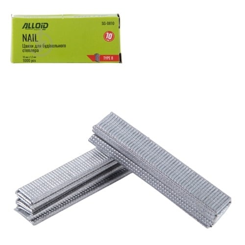Цвяхи для ручного степлера Alloid 10 мм тип 300 1000 шт. SG-0810 - фото 4 Цвяхи для ручного степлера Alloid 10 мм тип 300 1000 шт. SG-0810 - фото 4
