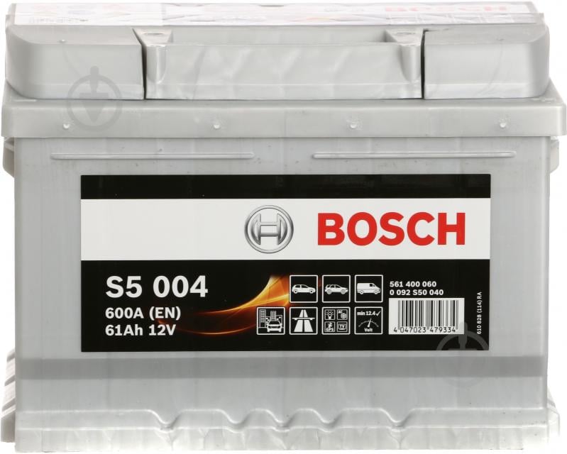 Аккумулятор автомобильный Bosch S5 Silver Plus 61Ah 600A 12V 0092S50040 «+» справа (0 092 S50 040) - фото 2