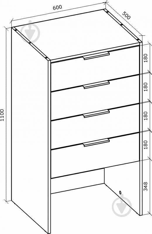 УЦІНКА! Корпус шафи Грейд Санта з 4-ма шухлядами 600х1100х500 мм дуб сонома (УЦ №2386) - фото 5
