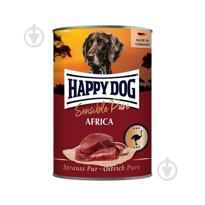 Корм влажный HappyDog Sensible Pure со страусом 400 г - фото 1