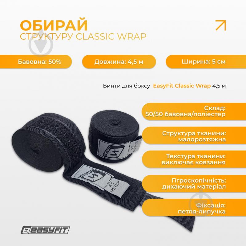 Бинт EasyFit Classic Wrap 450 см EF-0374-45-bk - фото 3