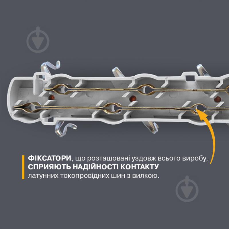 Колодка Electrum із заземленням 2 гн. без вимикача білий C-SM-1775 - фото 3