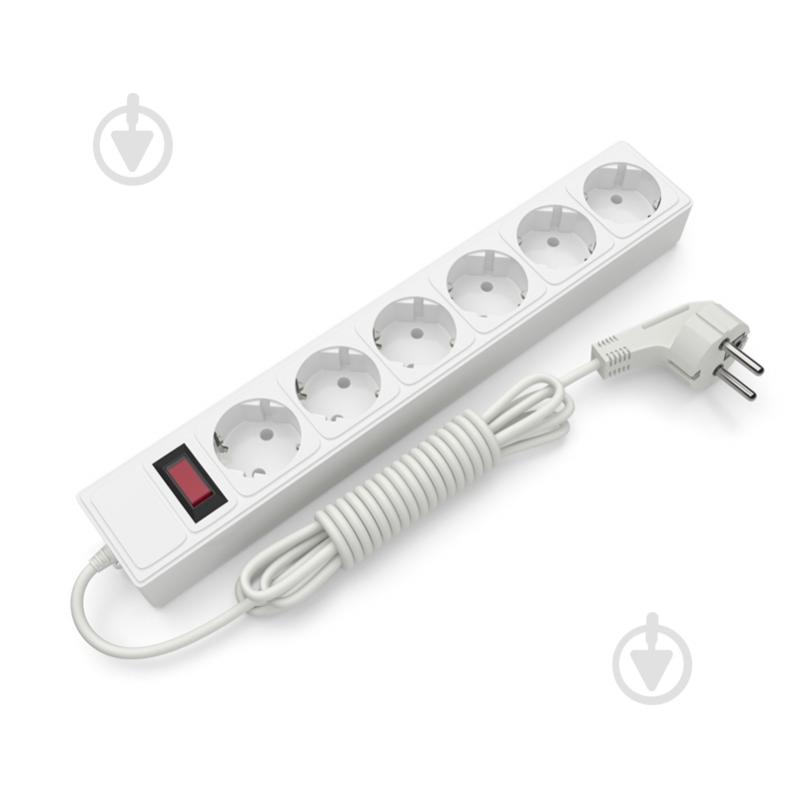 ᐉ Удлинитель с выключателем Electrum с заземлением 6 гн. белый 1,8 м C ...
