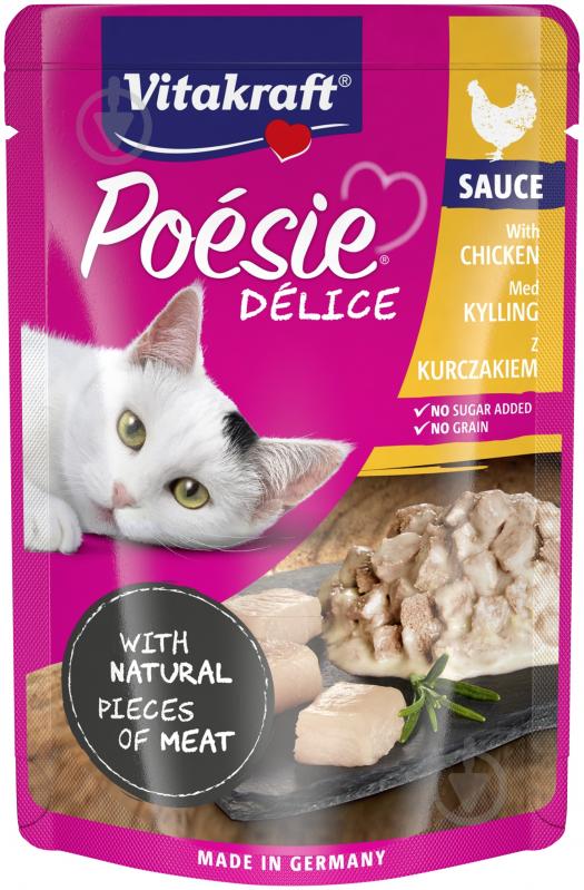 Корм вологий для дорослих котів Vitakraft Poesie Delice,Chicken,Sauce 85 г - фото 1