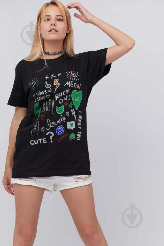 Футболка YAPPI Oversize WB3020 р.M черный - фото 1