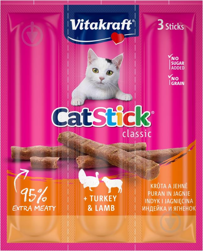 Лакомство Vitakraft Cat Stick 18g/ 3x6 Turkey & Lamb - фото 1
