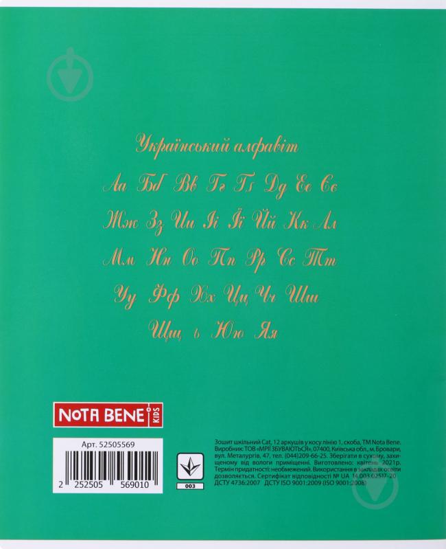 Зошит шкільний 12 аркушів в косу лінію зелений Мрії збуваються - фото 2