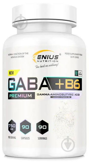 Добавка вітамінна Genius Nutrition GABA + B6 90 шт./уп. - фото 1