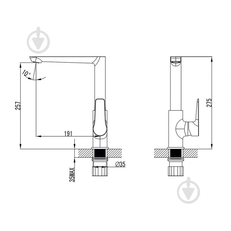 Смеситель Corso GARDA 35 для кухни Г-излив на гайке Corso (W) - фото 6