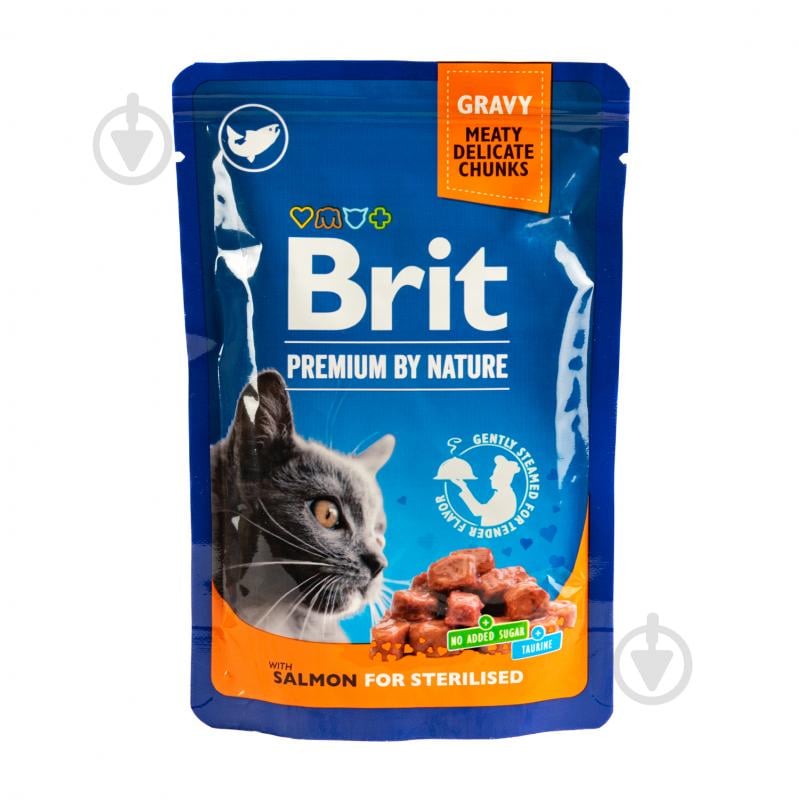 Консерва для стерилізованих котів Brit Premium лосось 100 г - фото 1